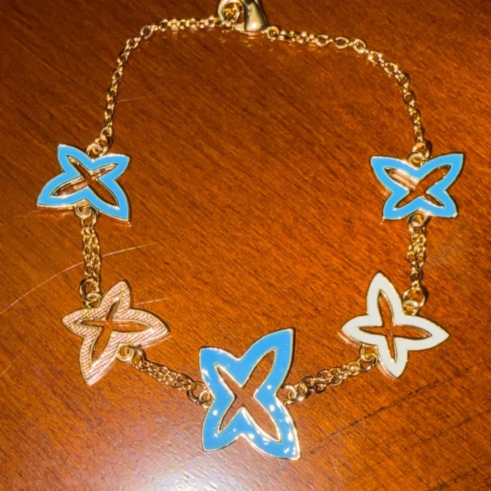 Gold and Pink Bracelet with Butterfly Charm Bracelet Set
